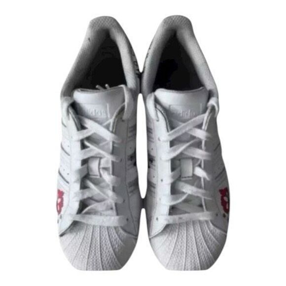 Adidas Superstar WHITE COMIC Kids Boy Sneakers Size 3.5 Shell Toe White Graffiti - Picture 7 of 11